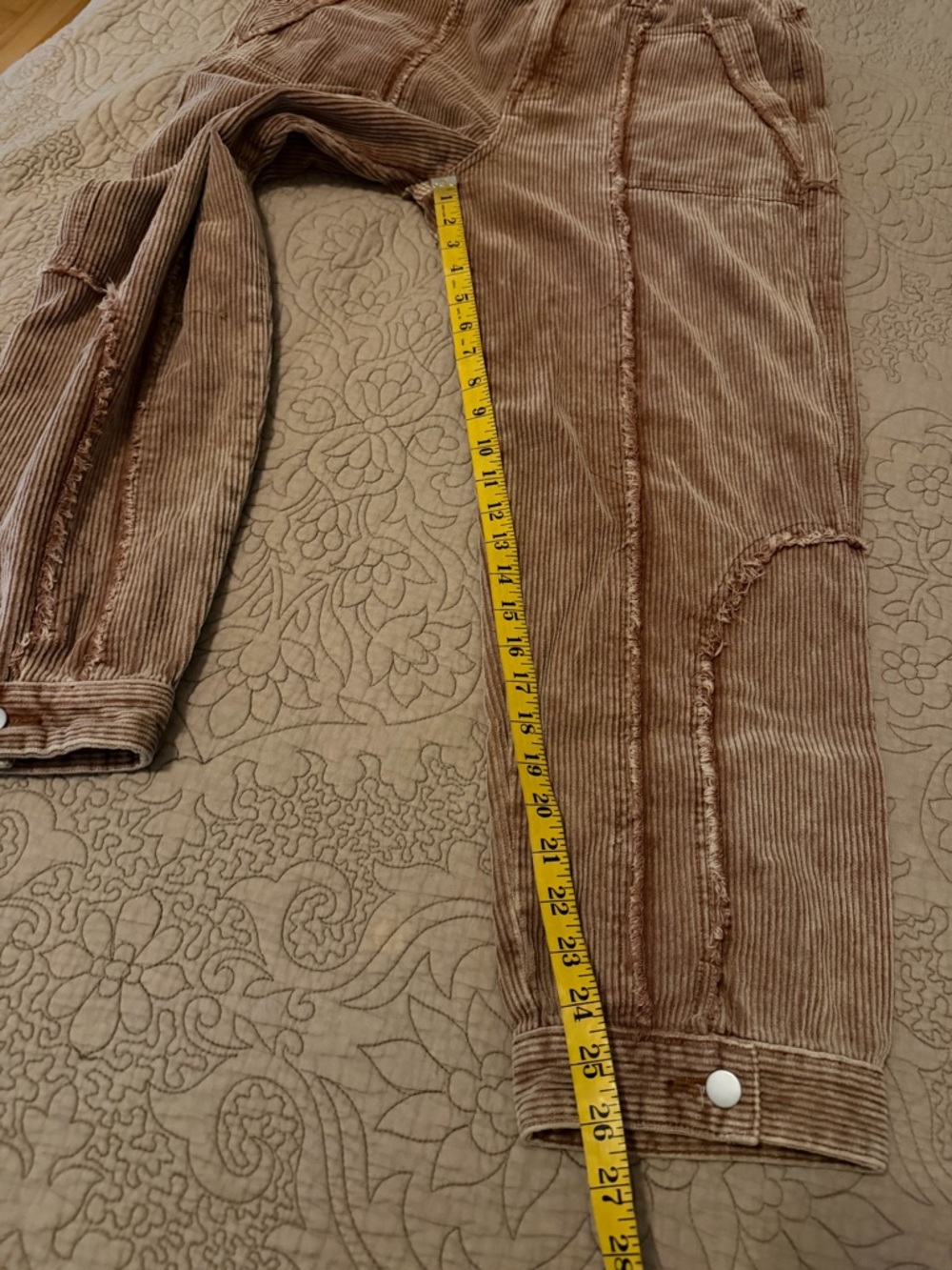 POL Rusty Caramel Wide Wale Corduroy Pants Distressed Seam Detail, Size M - Picture 12 of 15